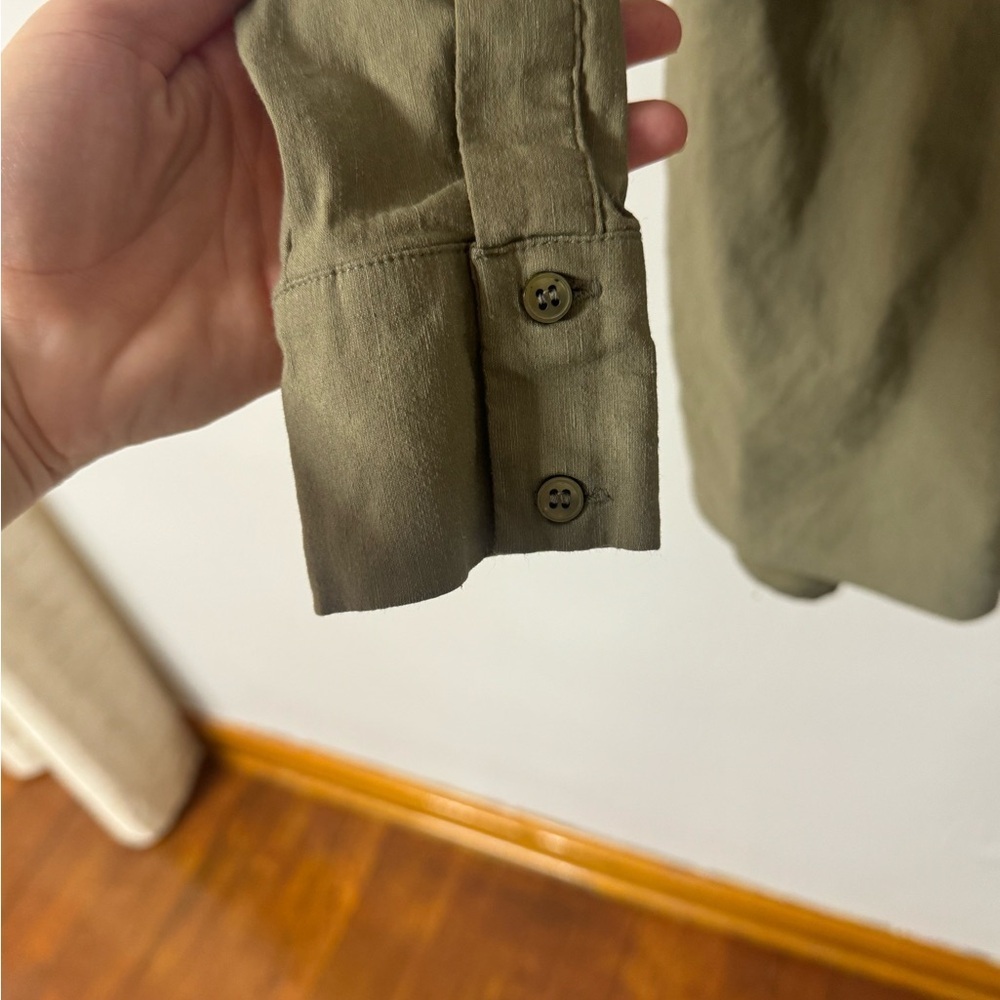Zara Khaki Stretchy Linen Shirt Dress - Picture 6 of 8